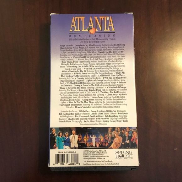 Atlanta Homecoming VHS Gaither Gospel Series, Vintage, 1998 - Picture 4 of 4